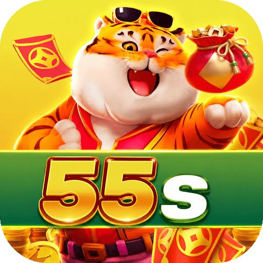 Colagem de jogos do 55s com Fortune Tiger e elementos visuais de cassino